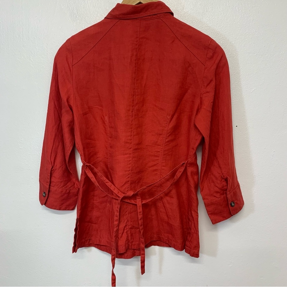 Talbots Irish Linen Skirt Set Midi Button Up Top … - image 6